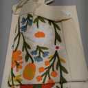 Miss Adola Embroidery Canvas Tote Bag for Women - Reusable Tote with Buckle Aesthetic Cute Shoulder Bag for Shopping, Grocery