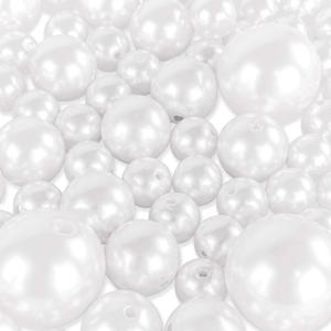 Super Z Outlet Elegant Glossy Polished Pearl Beads for Vase Fillers, DIY Jewelry Necklaces, Table Scatter, Wedding, Birthday Party Home Decoration, Event Supplies (8 Ounce Pack, 70 Pieces) (White)