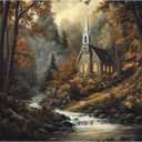 Fall Canvas Wall Art, Autumn Church Wall Decor, Forest Wall Art, Religious Art, Forest Posters Prints Pictures for Home Living Room Bedroom 16x24 Inch