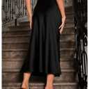 GORGLITTER Women's Long Silk Satin Maxi Skirts Going Out Outfits High Waisted Flowy A Line Silk Brunch Elegant Festival Black Large