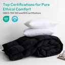 Three Geese Pinch Pleat Waterfowl Feathers and Down Comforter Cal King Size Duvet Insert,750+ Fill Power,1200TC 100% Cotton, Premium All Seasons Black-Gray Warm Hotel Comforter with 8 Tabs.