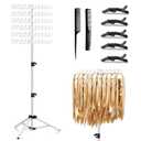 JANMPASK Braiding Hair Rack Height Adjustable 144 Pegs Braiding Rack Hair Extension Holder with Hair Braid Tools,Easy to Assemble