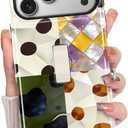 KANGHAR Compatible with iPhone 17 Pro Case, Support for MagSafe, Silicone Checkered Spot Cute Pattern, Finger Hold Wristband Kickstand Camera Protection Soft Slim Phone Case for Girls Women -Colorful