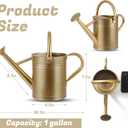 1 Gallon Watering Can for Plants, Watering Cans for Indoor&Outdoor Gardening, Galvanized Steel Watering Pot with Removable Spout, Metal Water Can with Ergonomic Movable Handle(Gold)