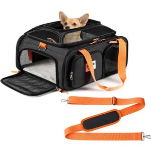 17x13x8 Frontier Allegiant Airlines Approved top Expandable pet Carrier for Extra-Small Dog/Small cat,Weight up to 5 lbs,Length Shorter Than 16'' (black)