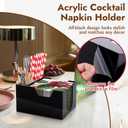 2 Pack Acrylic Cocktail Napkin Holder Deep for 5 x 5 Inch Napkin Black Bar Napkin Holder Square Paper Napkin Caddy Guest Towel Holder Napkin Dispenser for Dinner Bar Restaurant Home 5.7x5.7x4.1 Inch