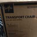 Medline Basic Steel Transport Chair - Full-Length Arms, Swing-Away Footrests, 12" Wheels - Gray/Burgundy - Durable & Convenient Mobility Aid