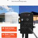 VEVOR Outdoor Power Stake Timer, 25FT Extension Cord, Remote Control Outdoor Power Strip with Cover, Dusk to Dawn Light Timer Waterproof, 6 Outlets for Halloween Christmas Lights, Garden Decorations