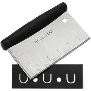 Checkered Chef Dough Scraper And Chopper - Pastry Cutter, Icing Smoother, Bench Scraper Knife Stainless Steel With Plastic Cover