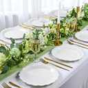 2 x 30 Pcs Sage Green and White Paper Plates, 9 Inch White Party Plates, Sage Green Scalloped Dinner Paper Plates Wedding Plates Party Supplies for Baby Shower, Wedding, Bridal Shower, Birthday Party
