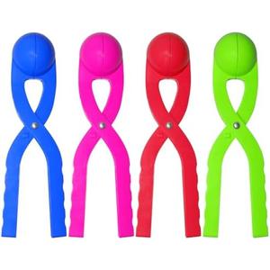 JEEFUD Snowball Maker Snow Ball Toys Games with Handle for Kids Outdoor Winter Snowball Fight Maker Tool Clip- Winter Snow Toys for Toddlers Kids Ages 4-7,4 Pack(Blue,Magenta, Red, Green)