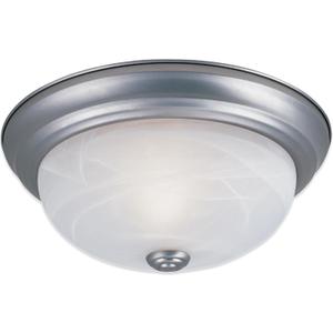 DESIGNERS FOUNTAIN Reedley 2-Lights Flush Mount Ceiling Light, 11 Inch Lighting Fixture for Kitchen, Bedroom, Bathroom, and Hallway, White Alabaster Glass, Pewter, 1257S-PW-AL