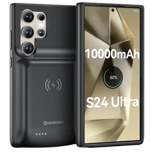 NEWDERY Battery Case for Samsung Galaxy S24, Qi Wireless Charging, 18W Fast Recharging, Sync Data Supported, 4500mAh Portable Charger Case Battery Pack for Regular S24 5G 6.2" Black