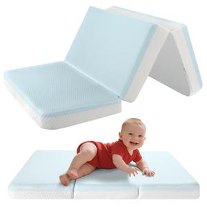 3'' Waterproof Standard Crib Mattress Breathable, 52x27.5 Inch Portable Full Size Mattress for Toddler Floor Bed, Foldable Travel Memory Foam Trifold Mattresses for Toddler Kids