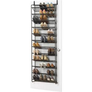 Whitmor 36 Pair Over the Door Shoe Organizer, 12 Tier Hanging Shoe Organizer, Heavy Duty Metal & Mesh Shoe Holder, Hanging Shoe Rack for Closet Storage, 69"L x 21.7"W x 7.5"H, Gunmetal Gray
