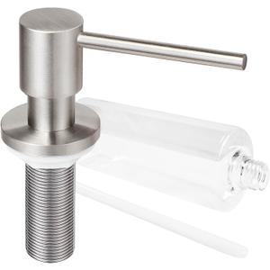 Deck Mounted Brass Kitchen Sink Soap Dispenser or Lotion Dispenser with 17OZ Above The Sink Refillable Bottle(Brushed Nickel)