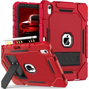Grifobes for iPad A16 Case 11th Generation 11 inch 2025 / iPad 10th Generation Case 10.9 inch 2022, Heavy Duty Military Grade Shockproof Cover with Pencil Holder for i Pad 11/10 Gen (Red)