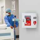 NLShan Wall-Mounted AED Cabinet, Metal Steel Plate Storage Cabinet with Snap Lock, Fits All Brands Cardiac Science, 14.2 x 7.8 x 15.7 Inch, 14.2 x 15.8 x 7.9 inches