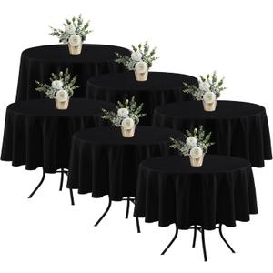 Fitable 6 Pack Black Round Table Clothes - 70 Inches in Diameter - Stain Resistant and Washable Tablecloths, Polyester Fabric Table Covers for Wedding, Party, Banquet, Gathering