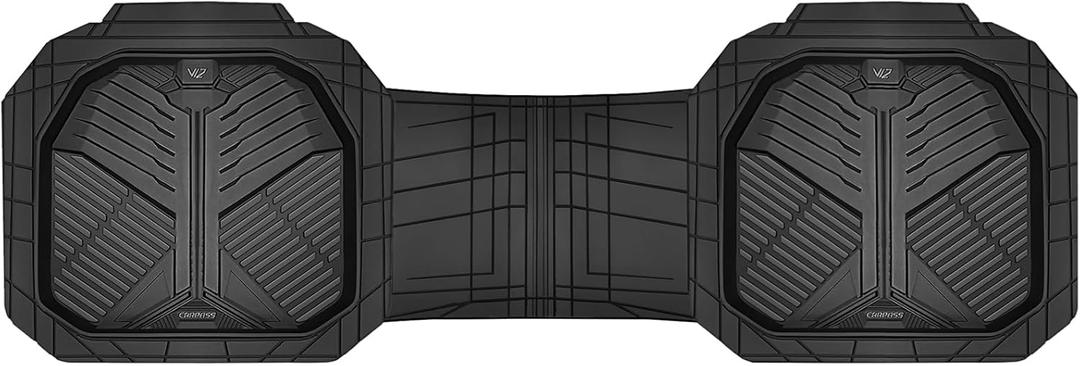 CAR PASS Heavy Duty Rubber Rear Car Mat, Deep-Dish Odorless Car Floor Mats All Weather, Universal Trim-to-Fit for SUVs Trucks Sedans, Waterproof Anti-Slip, Black