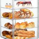 Bread Box,Large Bread Boxs for Kitchen Countertop - 4 Layers Adjustable Bread Storage Container, Clear Boxes for Kitchen Counter, Breads Box Airtight,Bread Holder,Perfect for Bagel, Muffins
