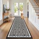 Ileading Runner Rugs for Hallways 2.6x10ft Heavy-Duty Durable Entryway Floor Mat with Non Slip Rubber Backing for Busy Traffic Extended Indoor Doormat Machine Washable Kitchen Throw Rug(Black)