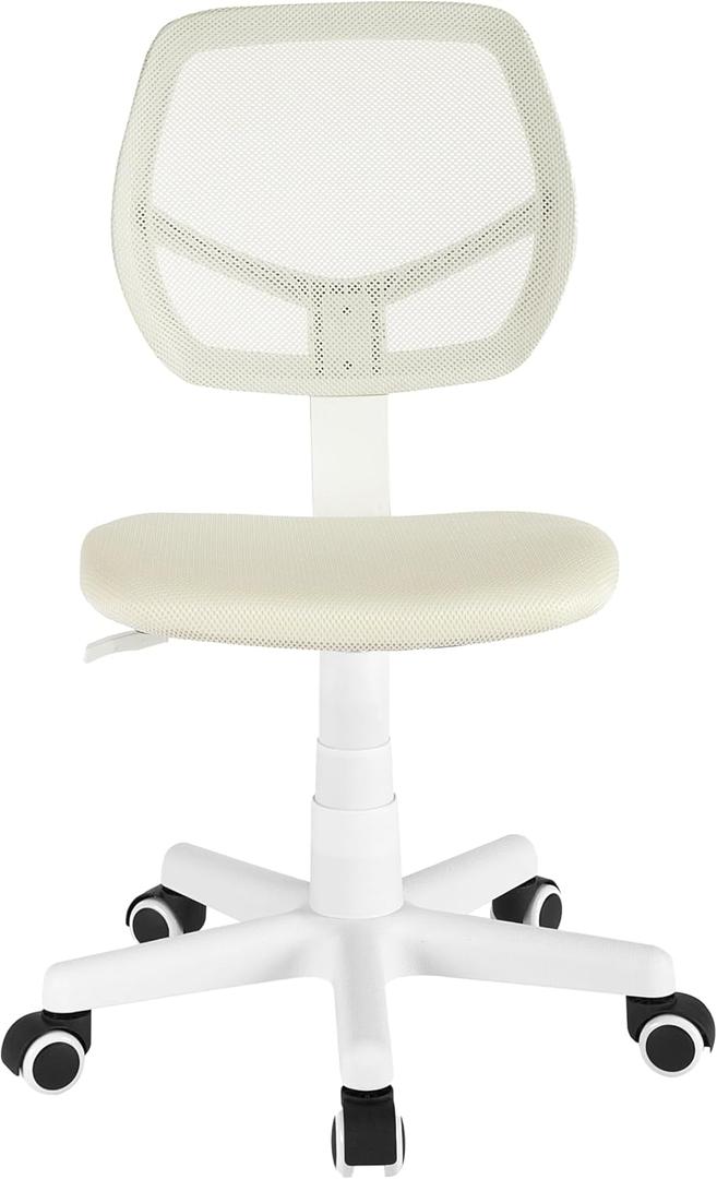 Urban Lifestyle Computer Office Rolling Swivel Task Desk Chair with Mesh Backrest and Caster Wheels, White with White Legs