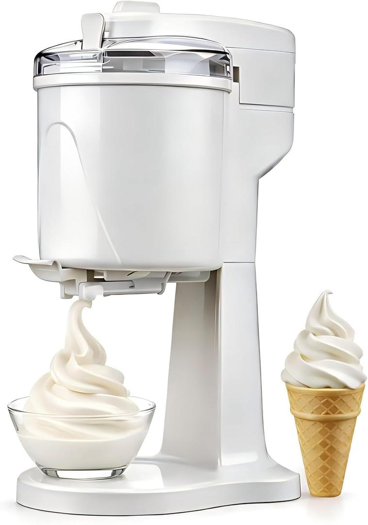 Soft Serve Ice Cream Machine with Freezer Bowl, 1.0 Qt Homemade Swirl Ice Cream Maker, Ice Cream Machine for Frozen Yogurt & Sorbet, 2030 Min Fast Churn, Easy to Clean, Compact Gift Appliance