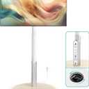 Floor Mobile TV Stand with Power Outlet, Rolling TV Cart for 27-65 Inch OLED LED Monitors, 6 Levels of Height Adjustment, Ambient Lighting on The Bottom Wheels Holds up to 88lbs, 400x400mm (Grain)