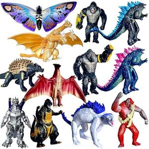TwCare Set of 12 Godzilla x Kong: The New Empire, Dinosaur Dragon Toys Action Figures, Evolved Basic Exquisite Battle Roar B.E.A.S.T. Glove Shimo Frost Bite Mecha King Ghidorah Cake Toppers Pack