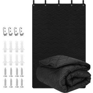 Soundproof Curtain 48"  78"  Lightweight Automotive-Grade Acoustic Sound Dampening Blanket with Grommets, Hanging Loops & Wall Hooks, Noise Blocking for Windows, Rooms, Offices & Home Studios, Black