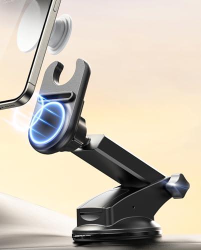 Universal Socket Dashboard Car Mount Works with PopSockets, Magnetic Socket Phone Holders for Dashboard Windshield, Hands Free Car Phone Mount Fits All Phones with Pop Grip Ring Holders-Black