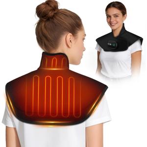 Cordless Neck and Shoulder Heating Pad, Weighted Rechargeable Heat Neck and Shoulder Wrap, Cordless Neck Heating Pad Built in 8.4V 4000mAh Battery
