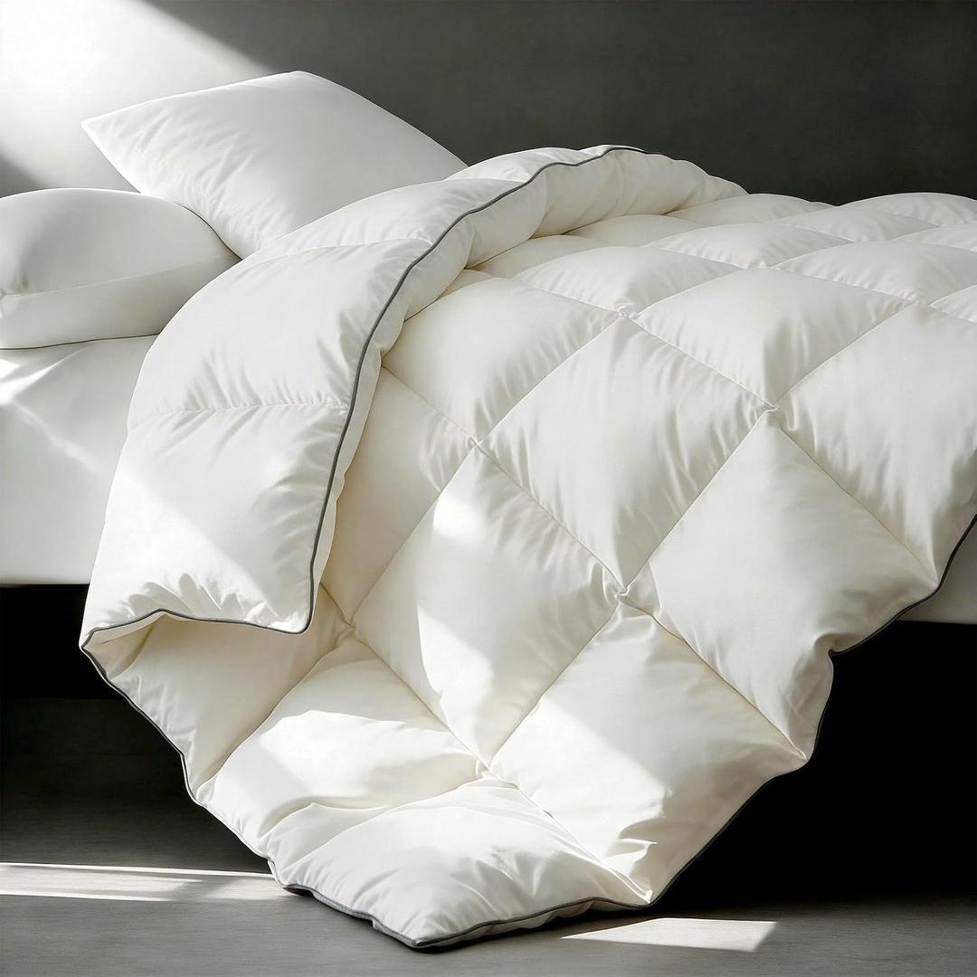 Goose Down Comforters 100% Cotton Shell Oversized King Size Comforter Luxury Duvet Insert, All Season White Bed Comforter Medium Warmth Goose Down Duvet,430 Thread (Oversized King 116x98)