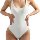 SUUKSESS Women Sexy Scoop Neck Thong Bodysuit Backless Cami Bodysuit Top, Small