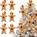 6 Pcs Gingerbread Man Christmas Tree Picks Ornaments Gingerbread Cookie Christmas Sticks Xmas Tree Decorations for Xmas Treetop Winter Home Office Party Vase Decor