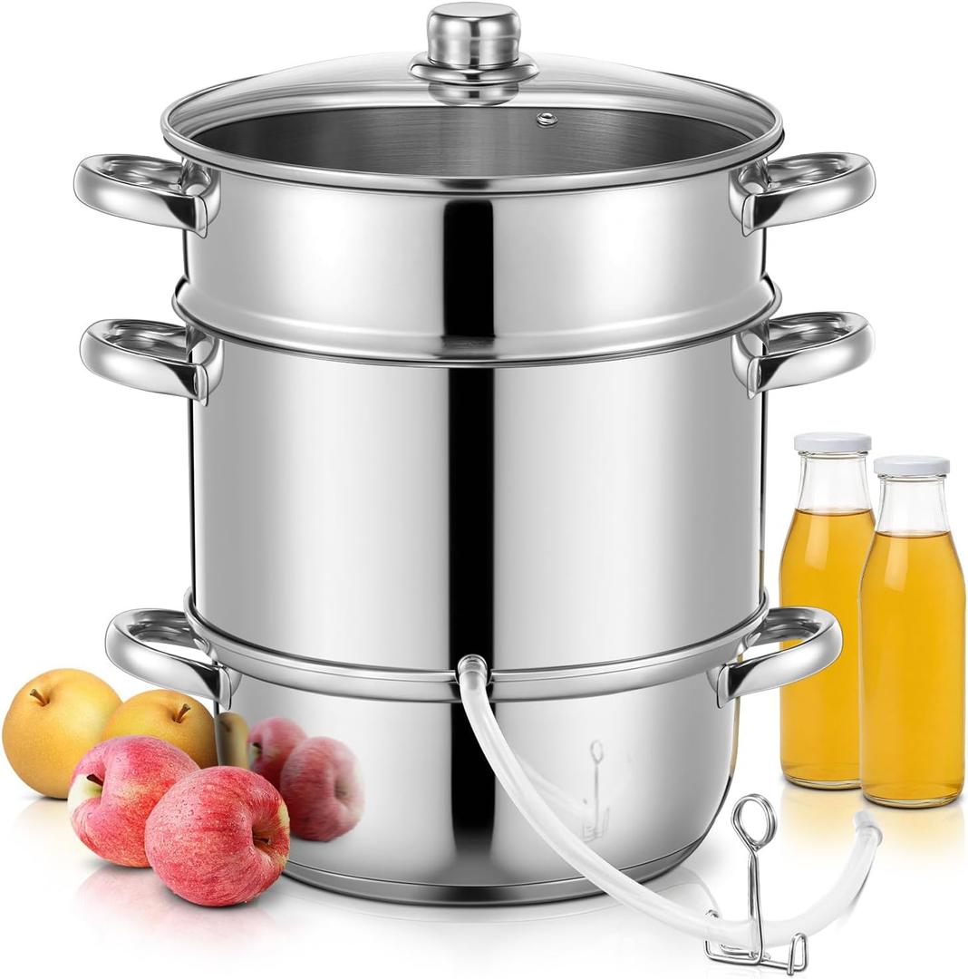 FOHERE Steam Juicer Stainless Steel, 8.5 QT Juice Steamer Extractor