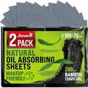 Natural Oil Blotting Sheets for Face with Bamboo Charcoal - 2pk/200 Makeup Friendly Oil Absorbing Sheets for Face - Blotting Papers for Oily Skin