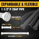 VIVIDA 1-1/2" Sink Drain Pipe Kit, Flexible Drain Pipe P Trap, 7.5"-17.7" Flexible P Trap, Under Sink Plumbing for Bathroom & Kitchen, 1-1/4" Adapter Included, 1 PACK