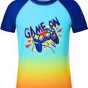 Boys Rash Guard Shirt Short Sleeve UPF 50+ UV Sun Protection T Shirt for Kids 
4-13Y