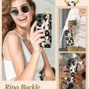 Petitian for Moto G 5G 2024 Case with Wallet - Women Girls Cute Girly Aesthetic Unique Design Leather Credit Card Holder Cardholder Stand Wristband for Motorola G 5G 2024, Black Flower