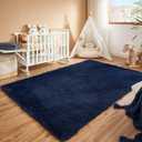 Floralux Area Rugs for Bedroom Living Room, 4x6 Rug, Dark Blue, Fluffy Fuzzy Carpet, Shag Plush Carpets for Nursery Kids Room, Home Dorm Decor Aesthetic
