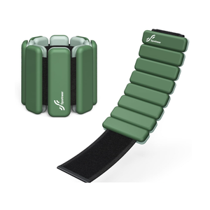 Sportneer Wrist & Ankle Weights for Women Men - 1 Pair (1 lb/2 lb Each) | Adjustable Weighted Bracelet Silicone Bangles for Yoga, Dance, Pilates, Cardio, Aerobics, Gym, Pool Exercises and Jogging (Deep Emerald)