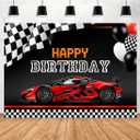 Aperturee Racing Car Happy Birthday Backdrop for Photography 7x5ft Cool Red Car Photo Background Balloons Flags Backgrounds Boy Kid Nursery Toddler Party Decorations Banner Supplies Photo Booth Props
