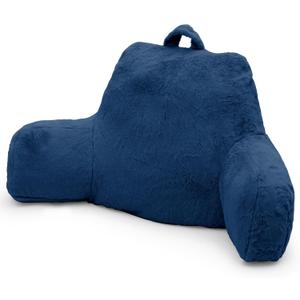 Reading Pillow for Sitting in Bed Adult, Standard Reading Pillow with Memory Foam, Back Pillow for Bed Sitting Up with Extend Arms, Blue