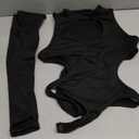 Women Sexy Cut Out Mock Neck Bodysuit Slim Fit Sleeveless Leotard Jumpsuits Top with arm sleeves Club Outfits (Medium, Black)