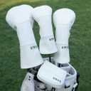 Golf Headcovers Elegant Embroidery Premium Leather Golf Club Head Covers Birdie Driver Cover Fairway Wood Cover Hybrid Headcover Golf Mallet Putter Cover for DF3 Putter Headcover for OZ1