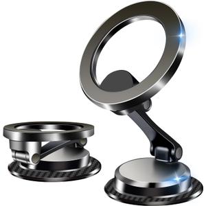 YAOKEE Car Phone Holder for Magsafe [2800gf Strongest Magnetic] 360 Adjustable Car Phone Mount, Phone Holders for Your Car Dashboard, Car Mount for iPhone 16 Pro Max 15 14 13 12 Plus (Black)