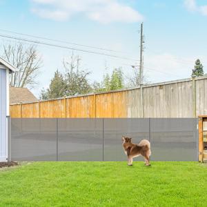 Reinforced 42" Extra Tall Pet Gate 155" Extra Wide Retractable Baby Gate with Support Rods - Prevent Crawling Under, Indoor/Outdoor Mesh Safety Gate Extra Wide Dog Gate Tall Baby Gates for Dogs, Gray