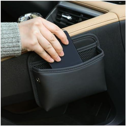 JEYODA Car Seat Side Storage Pocket, Small Organizer,PU Leather Multifunctional Console Side Organizer Bag for Phone, Keys, Sunglass, Wallet, ect (Black)
